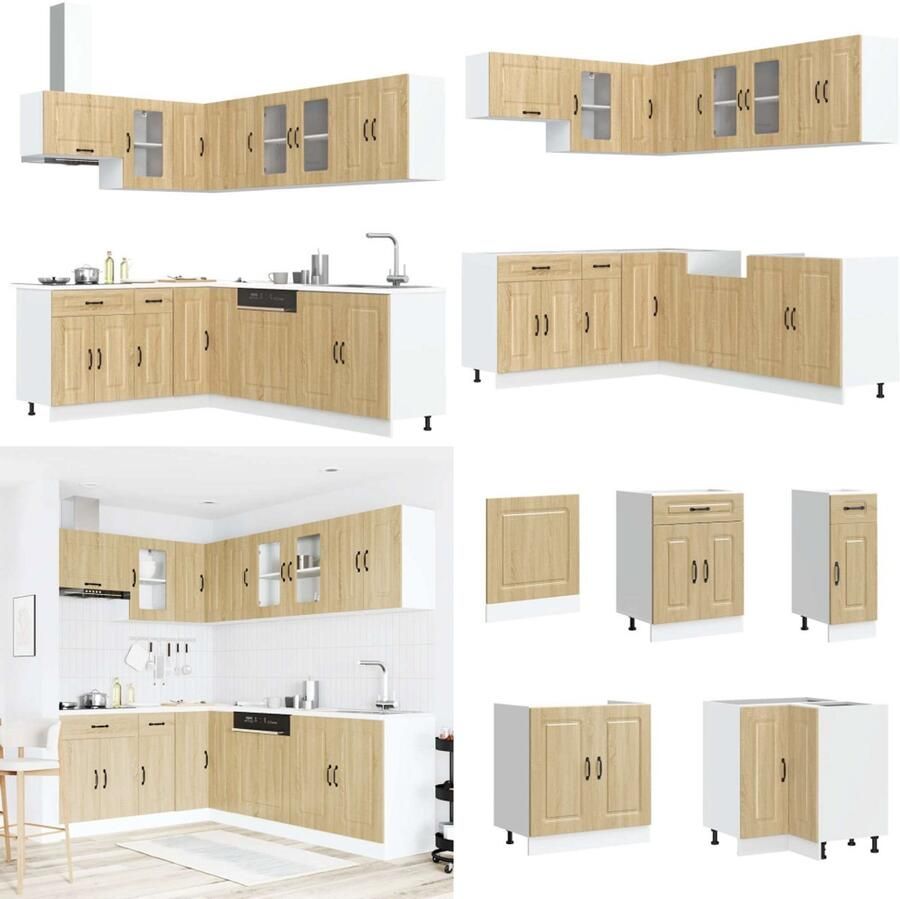 VidaXL 11-delige Keukenkastenset Kalmar bewerkt hout sonoma eikenkleur Keukenkastset Keukenkastsets Keukenunitset Kastset