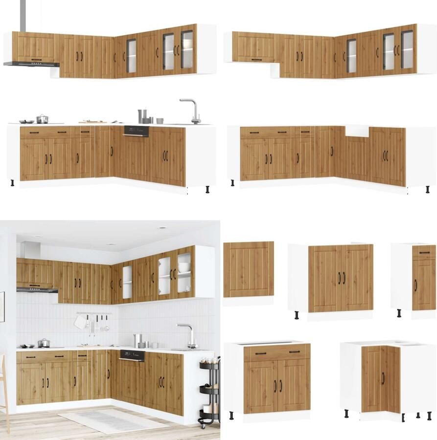VidaXL 11-delige Keukenkastenset Lucca bewerkt hout artisanaal eiken Keukenkastset Keukenkastsets Keukenunitset Kastset