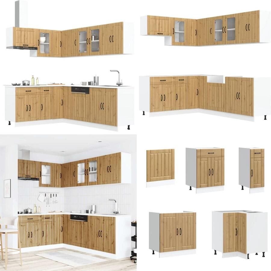 VidaXL 11-delige Keukenkastenset Lucca bewerkt hout artisanaal eiken Keukenkastset Keukenkastsets Keukenunitset Kastset