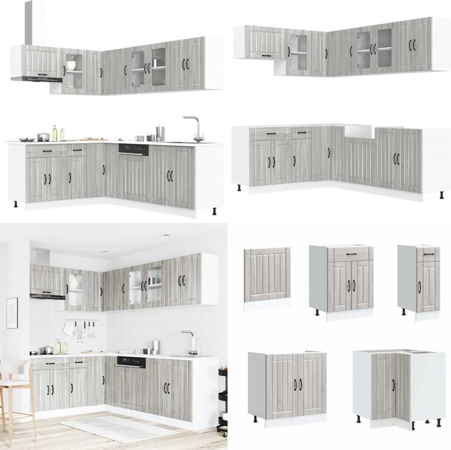 VidaXL 11-delige Keukenkastenset Lucca bewerkt hout grijs sonoma eiken Keukenkastset Keukenkastsets Keukenunitset Kastset