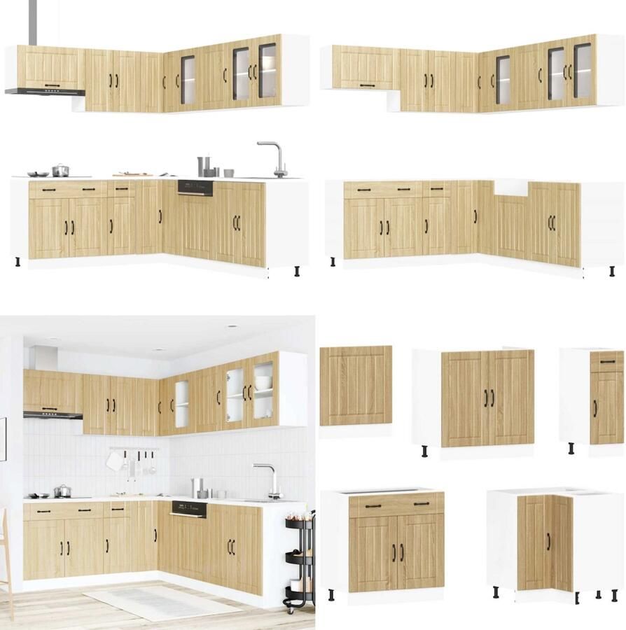 VidaXL 11-delige Keukenkastenset Lucca bewerkt hout sonoma eikenkleur Keukenkastset Keukenkastsets Keukenunitset Kastset