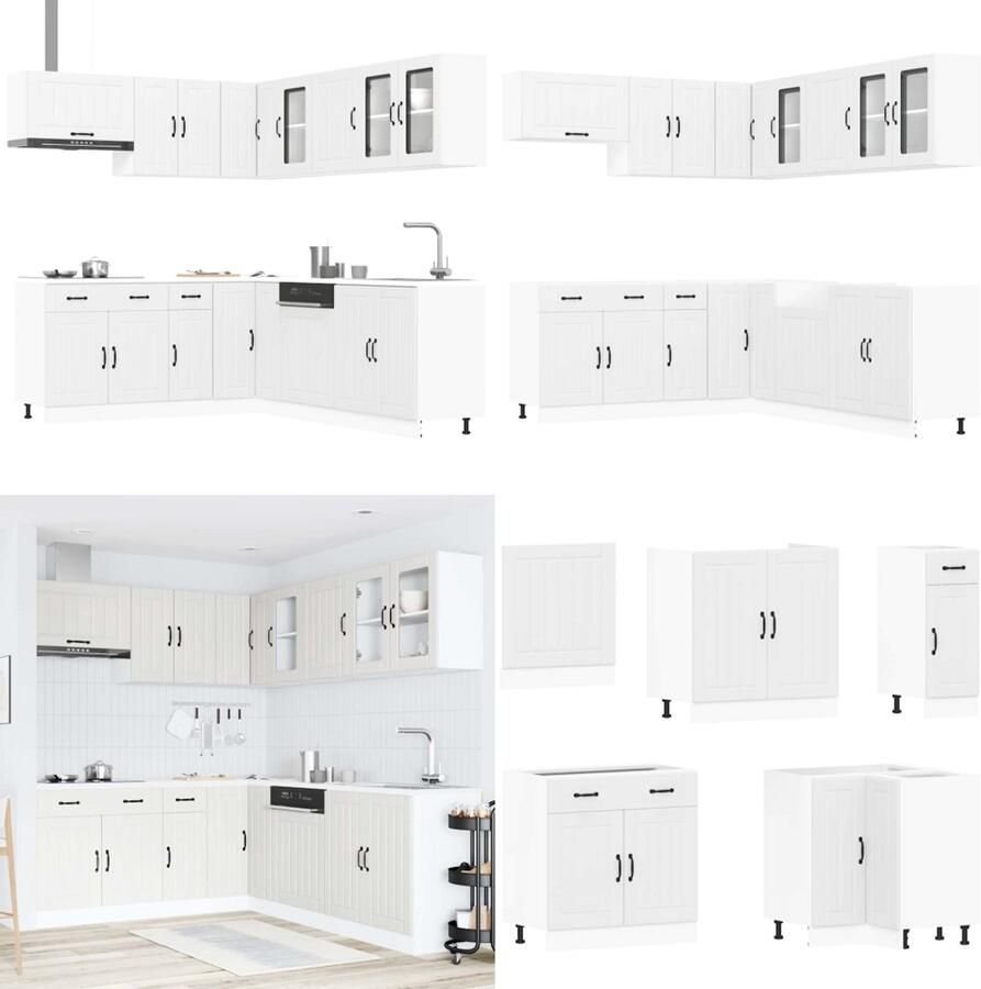 VidaXL 11-delige Keukenkastenset Lucca bewerkt hout wit Keukenkastset Keukenkastsets Keukenunitset Kastset