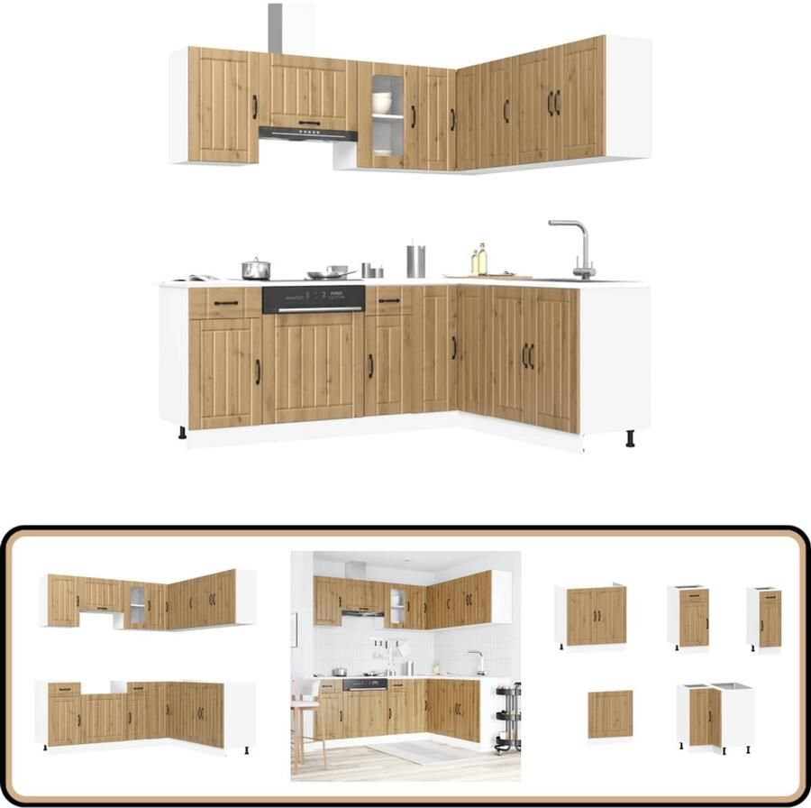 VidaXL 11-delige Keukenkastenset Lucca eiken Keuken Kast Houten Keuken Landelijke Keuken Keukenkasten Set Lucca Keuken