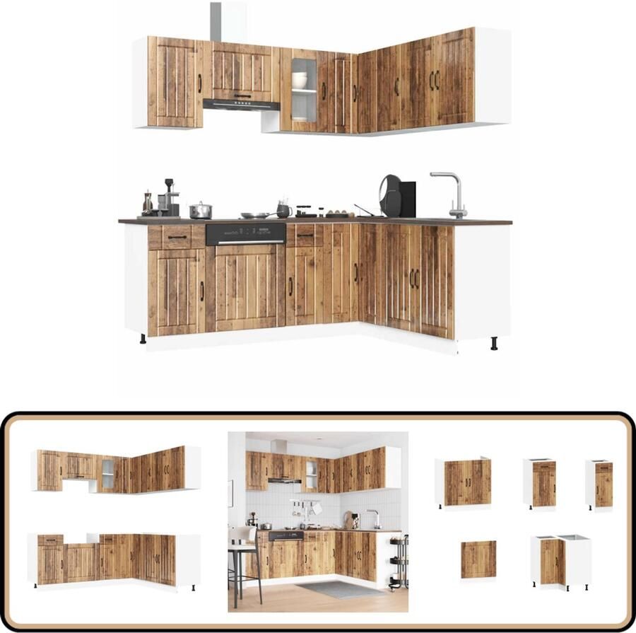 VidaXL 11-delige Keukenkastenset Lucca Houtkleur Keukenkasten Houten Keukenkasten Keukenopstelling Landelijke Keuken Vintage Keuken