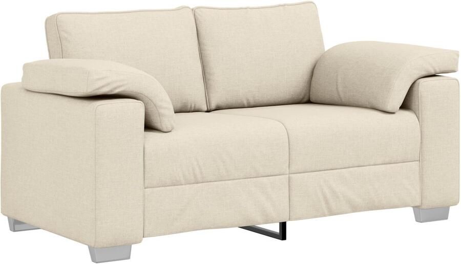 VidaXL Crème Stof 2-Zits Stevig 2-Zits Bank Rechthoekig Modern