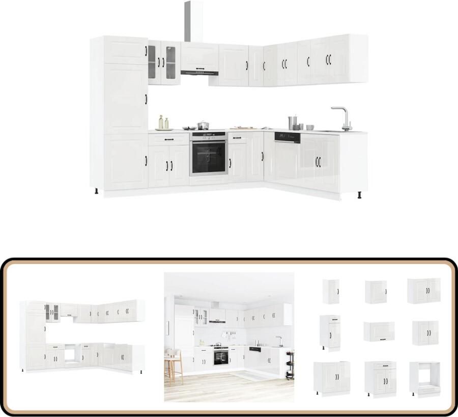 VidaXL 14-delige Keukenkastenset Glanzend Wit Keukenkasten Houten Keukenkasten Hoogglanzende Keukenkasten Wit Keuken Keukenrenovatie