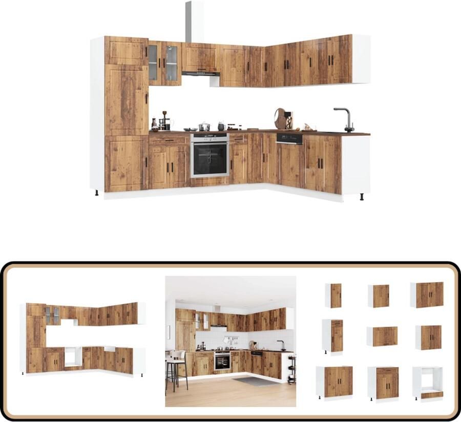 VidaXL 14-delige Keukenkastenset Porto Keukenkasten Houten Keukenkasten Keukenkast Set Keukenmeubilair Kookeiland