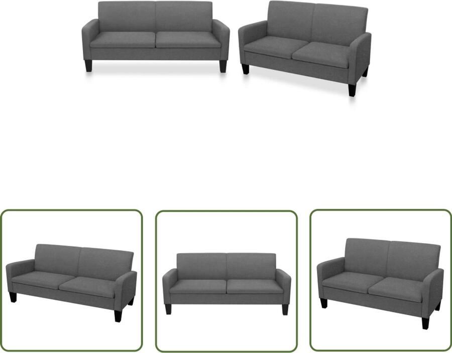 VidaXL 2-delig Bankstel Stof Donkergrijs Bankstel Sofa Grijs Bank Lederlook Bank Lounge Set Woonkamer Meubilair Stoffen Bank