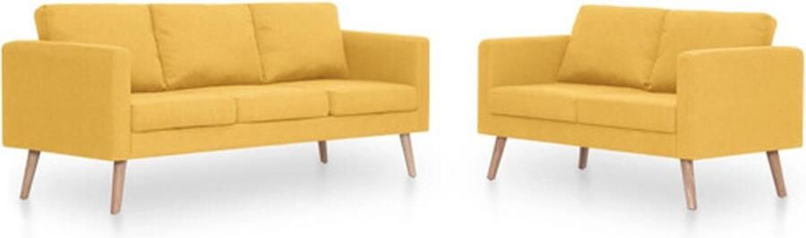 VidaXL -2-delig-Bankstel-stof-geel - Foto 2