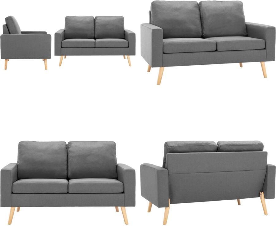 VidaXL -2-delig-Bankstel-stof-lichtgrijs - Foto 1