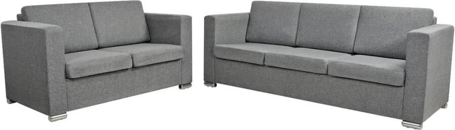 VidaXL -2-delig-Bankstel-stof-lichtgrijs