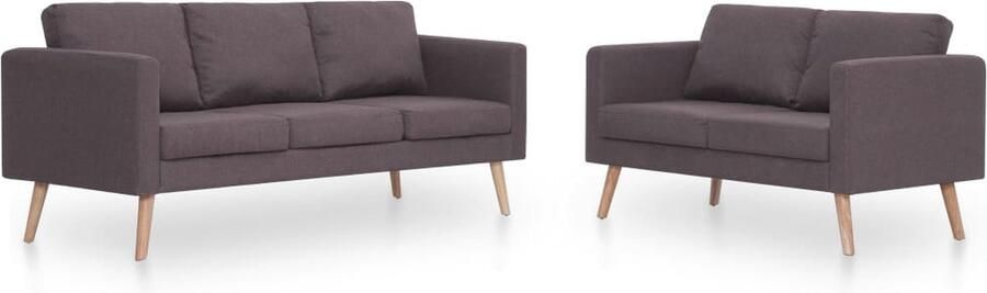 VidaXL 2-delig Bankstel Stof Taupe Comfort & Stijl Bankstellen Fauteuils Salonmeubelen Velours Beige Meubels Bruine Meubels - Foto 2