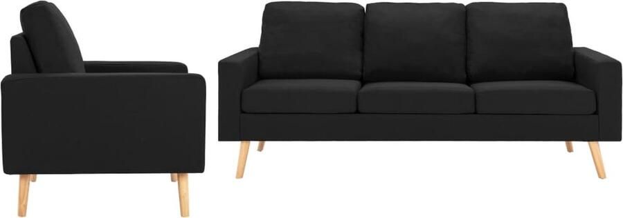 VidaXL 2-delig Bankstel Stof Zwart Modern Comfort Bankenset Zwarte Bank Zwarte Fauteuils Stoffen Bank Lounge Bank Salonbank Gezellig Interieur Luxe Bank - Foto 2