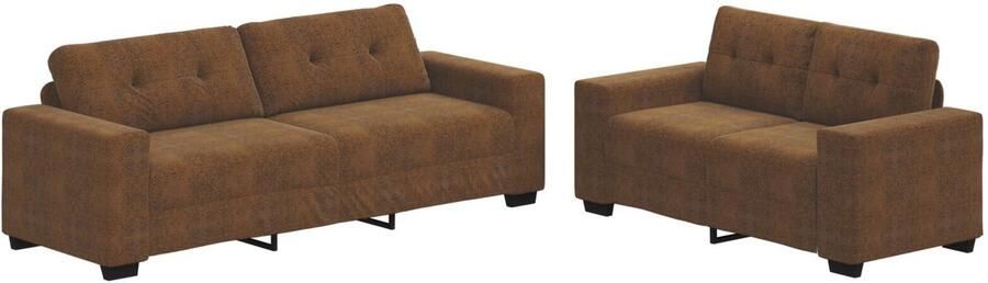 VidaXL Set van 2 Bruin Stof Hout Groot Mooi Bank Rechthoekig