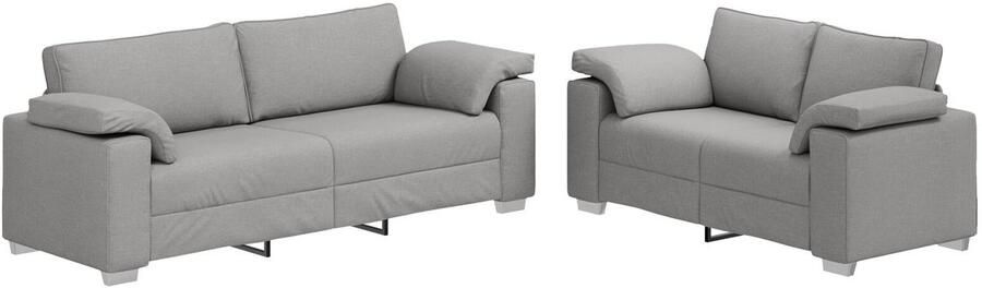 VidaXL 3-Zitsbank Set van 2 Cloudgrijs Polyester Duurzaam 3-zits bank