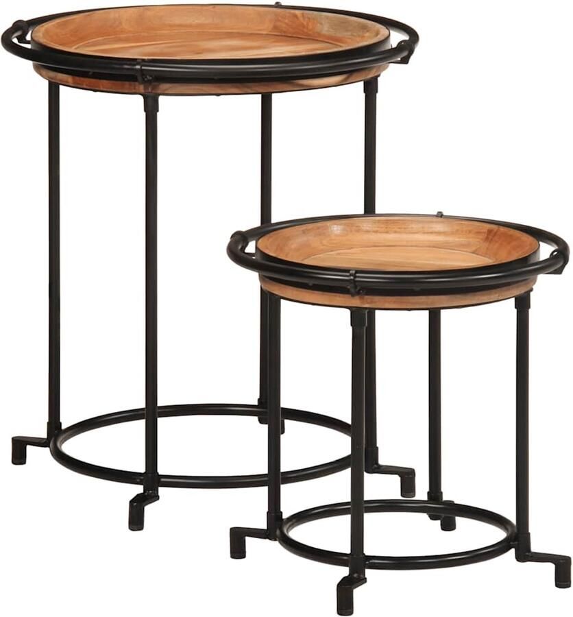 VidaXL 2-delige Bijzettafelset massief acaciahout