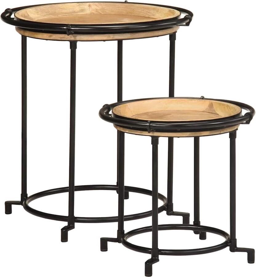 VidaXL 2-delige bijzettafelset massief hout mango