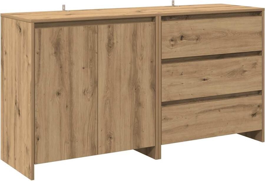 VidaXL 2-delige Dressoirs bewerkt hout artisanaal eikenkleur