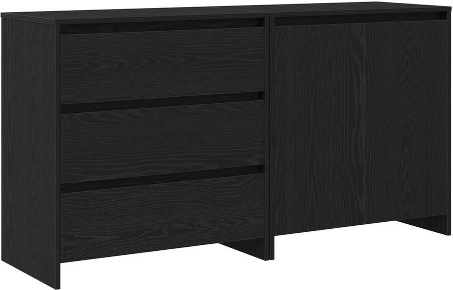 VidaXL Dressoir met lade 2 pcs Zwart 70 x 41 x 75 cm Bewerkt hout