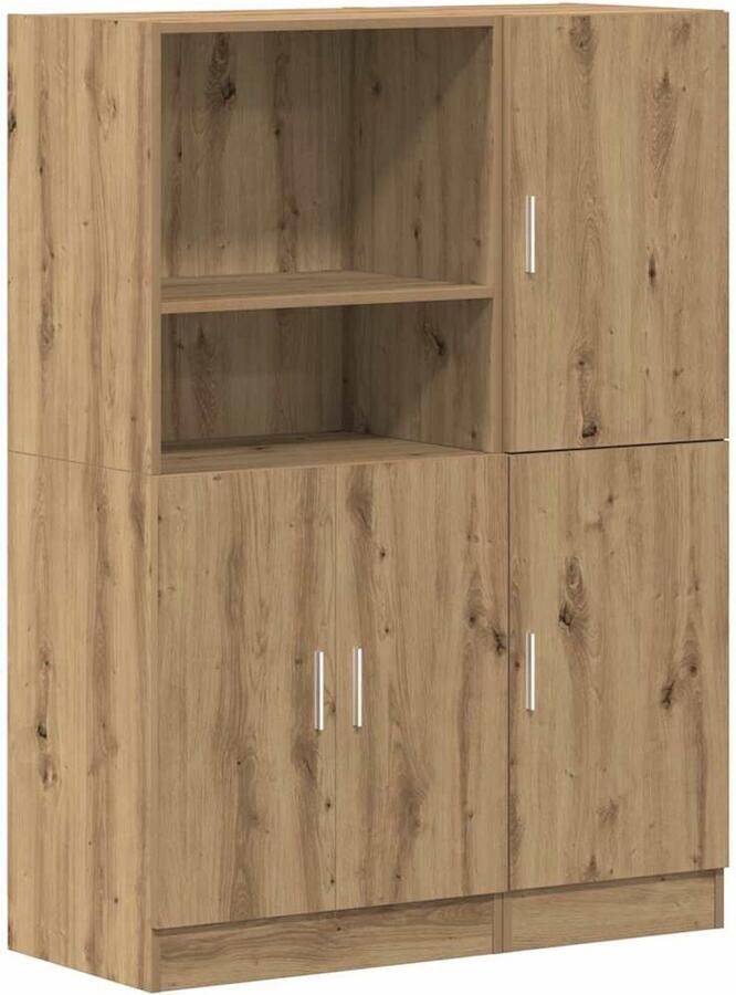 VidaXL 2-delige keukenkastenset eikenhout Keukenkasten Houten Keukenkasten Keukenkast Set Opslagoplossing Keuken Organisator Keuken