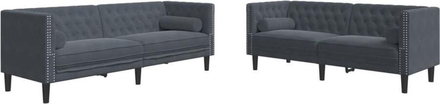 VidaXL 2-delige Loungeset Chesterfield en bolsters fluweel donkergrijs
