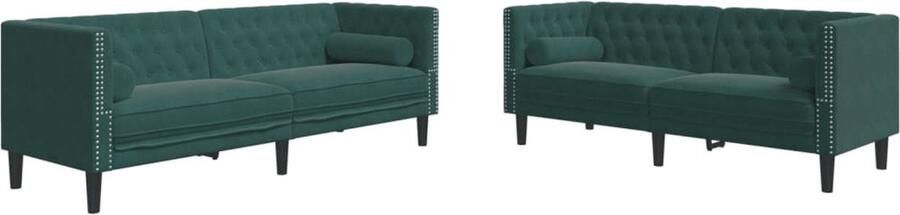 VidaXL 2-delige Loungeset Chesterfield en bolsters fluweel donkergroen
