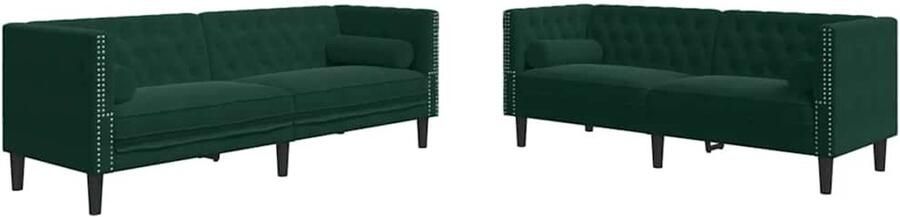 VidaXL 2-delige Loungeset Chesterfield en bolsters fluweel donkergroen