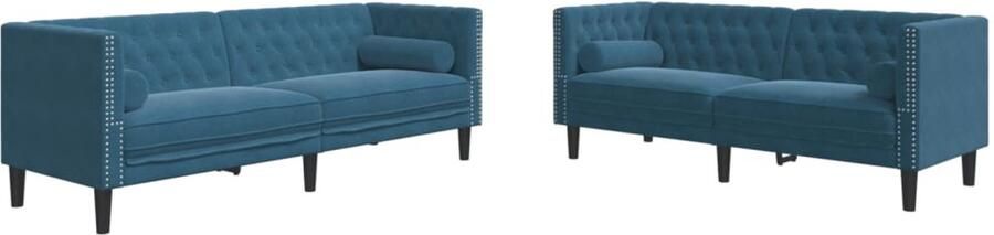 VidaXL 2-delige Loungeset Chesterfield met bolsters fluweel blauw