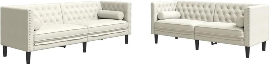 VidaXL 2-delige Loungeset Chesterfield met bolsters fluweel crèmekleur