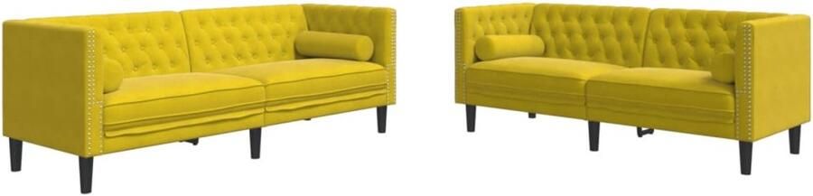 VidaXL 2-delige Loungeset Chesterfield met bolsters fluweel geel