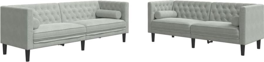 VidaXL 2-delige Loungeset Chesterfield met bolsters fluweel lichtgrijs