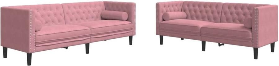 VidaXL 2-delige Loungeset Chesterfield met bolsters fluweel roze