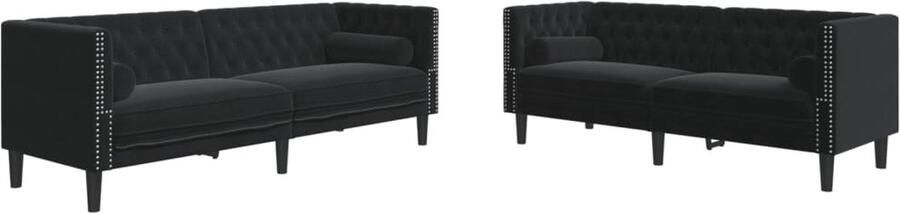 VidaXL 2-delige Loungeset Chesterfield met bolsters fluweel zwart