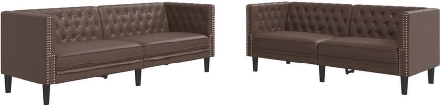 VidaXL 2-delige Loungeset Chesterfield-stijl kunstleer bruin