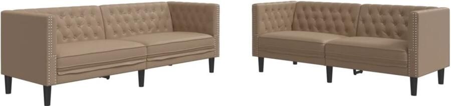 VidaXL 2-delige Loungeset Chesterfield-stijl kunstleer cappuccinokleur