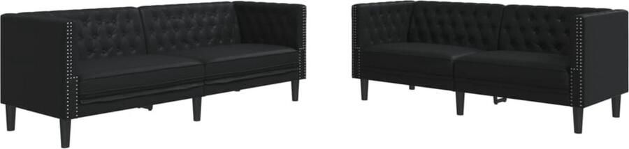 Vida XL vidaXL 2-delige Loungeset Chesterfield-stijl kunstleer zwart-VXL-3209274