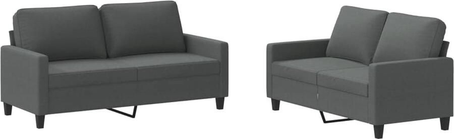 VidaXL 2-delige Loungeset Donkergrijs Inclusief kussens Loungeset Bankstel 2-zitsbank Tuinmeubilair Buitenleven Grijs Meubilair Stoffen Bank Lounge Set Relaxstoel Comfort Design Meubel - Foto 2
