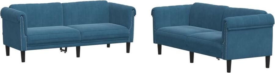 VidaXL -2-delige-Loungeset-fluweel-blauw