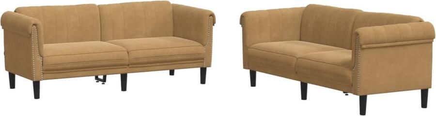 VidaXL -2-delige-Loungeset-fluweel-bruin