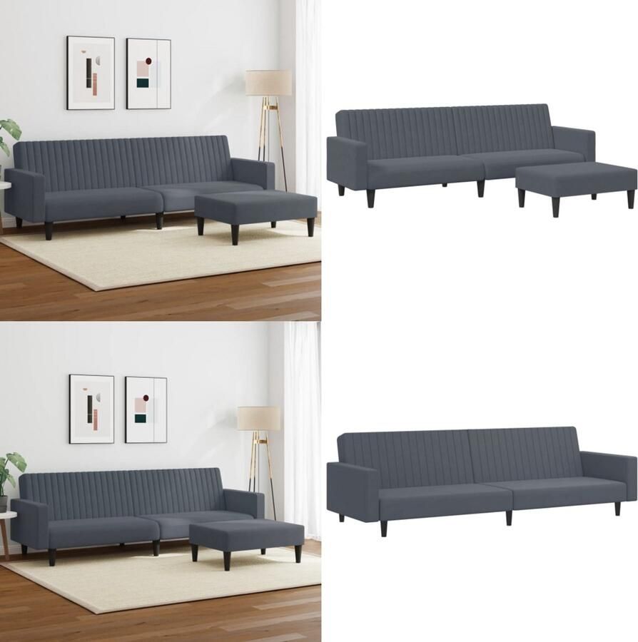 VidaXL 2-delige Loungeset fluweel donkergrijs Bankstel Bankstellen Bankenset Bank