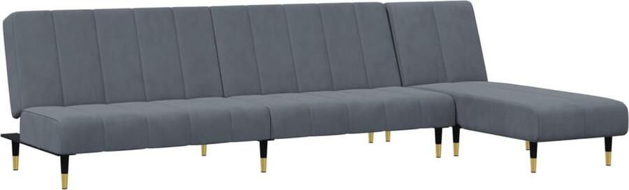 The Living Store 2-delige Loungeset fluweel donkergrijs Loungebank Sofa Slaapbank Tweepersoonsbed Fluweel Meubilair - Foto 2