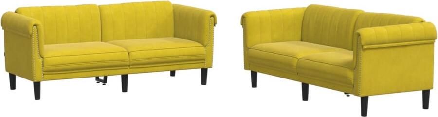 VidaXL -2-delige-Loungeset-fluweel-geel