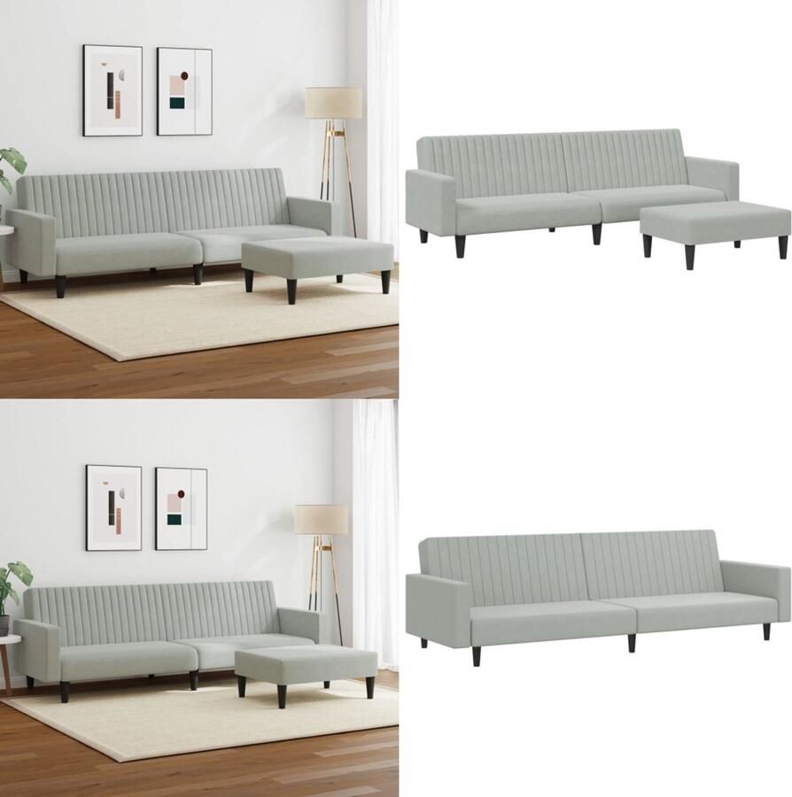 VidaXL 2-delige Loungeset fluweel lichtgrijs Bankstel Bankstellen Bankenset Bank