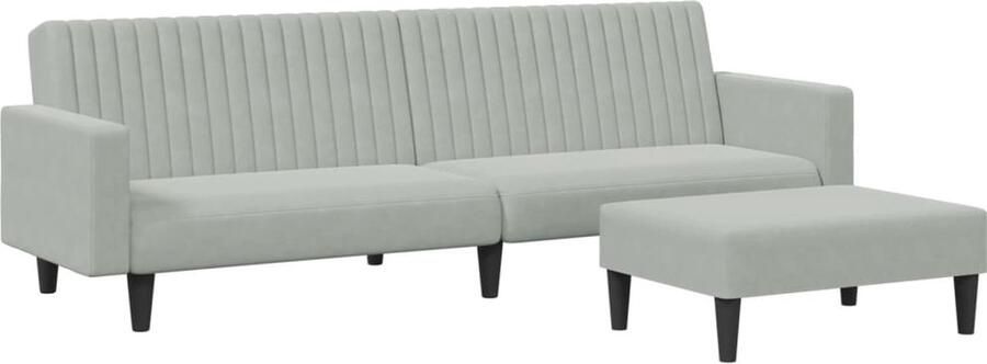 VidaXL Loungeset Fluweel Lichtgrijs 2-delig Slaapbank Lounge Set Fluweel Sofa Grijze Bank Tweepersoonsbed