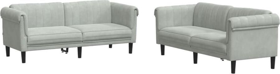 VidaXL Loungeset 2-delig Fluweel Lichtgrijs
