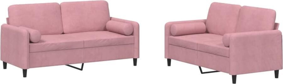 VidaXL 2-delige Loungeset Fluweel Roze Loungeset Fluweel Sofa Roze Bank 2 Persoons Bank Salontafel
