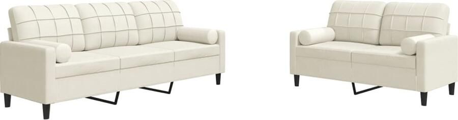 VidaXL 2-delige Loungeset met kussens en bolsters fluweel crèmekleurig