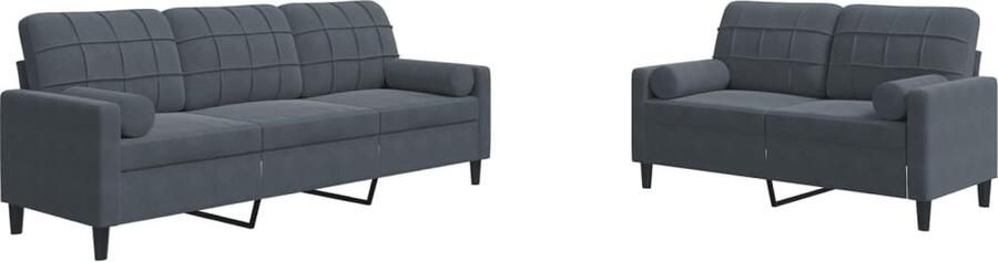 VidaXL Loungeset 2-delig Fluweel Donkergrijs Loungeset Bankstel Velours Donkere Kleuren Comfortabele Stoffering