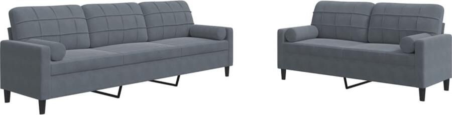 VidaXL Loungeset Donkergrijs 2-delig Fluweel Loungeset Velvet Sofa Donkere Grijze Bank Tweezitsbank Driezitsbank - Foto 2