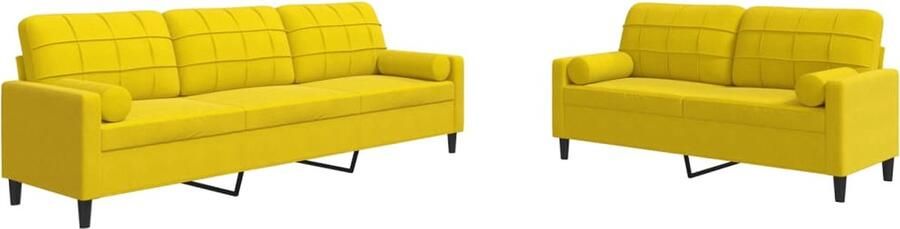 VidaXL 2-delige Loungeset met kussens en bolsters fluweel geel